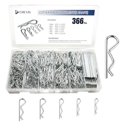 366pcs Cotter Pin Assortment Kit, 6 Sizes R Clip Pin Set