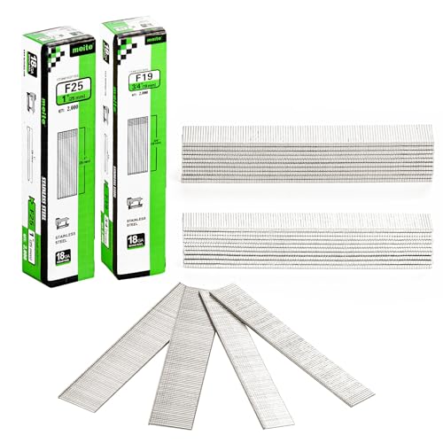 meite 18 Gauge Brad Nails Stainless Steel, 3/4-Inch and 1-Inch 18GA Brad Finish Nail Gun Nails for Pneumatic/Electric Brad Nailer (4,000 Counts)