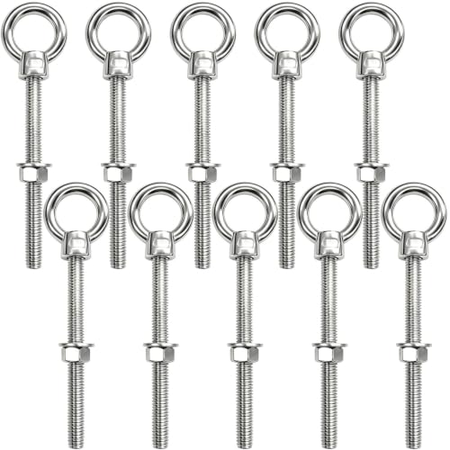 3/8" x 6" Eye Bolts with Washers＆Nuts (10 Pack) 3/8" x 6" 10