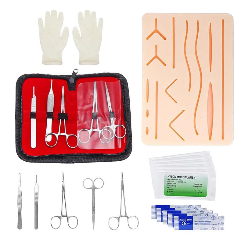 Wound Suture Exercise Set - Wound Suture Exercise Set Silicone Skin Model with Instruments | Realistic surgical suture kit for medical school, beginners, students and doctors