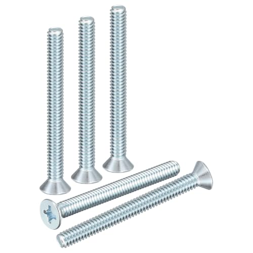 DTGN 1/4"-20x2-1/2 Phillips Flat Head Machine Screw Zinc Plated 100pcs 1/4"-20x2-1/2" Blue-tinged Silver 100