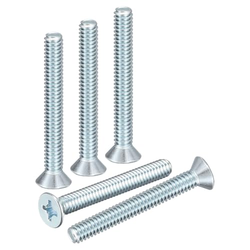 DTGN 1/4"-20x2 Phillips Flat Head Machine Screw Zinc Plated 100pcs 1/4"-20x2" Blue-tinged Silver 100
