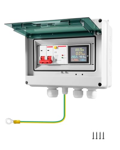 Power Meter & Breaker Box with GFCI, 110V 63A Electricity Usage Monitor