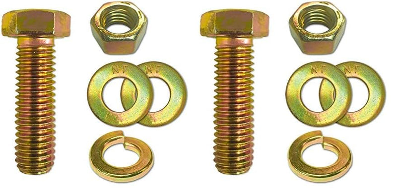 (10 Sets) 3/8-16x1-1/4 Grade 8 Hex Cap Bolts Screws, Nuts, Flat & Lock Washers Yellow (Pack of 2) 1.25 inches (Pack of 2)