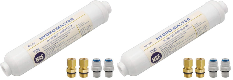 HYDRO MASTER IN-LINE POST CARBON FILTER With 1/4-Inch NPT Connection, 10 Inch x 2 Inch. (Pack of 2) 5 Piece Set (Pack of 2)
