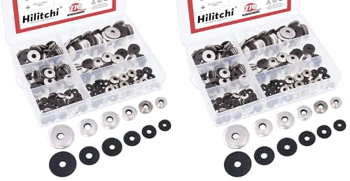 Hilitchi 270-Pcs #6#8#10#12 Stainless Steel Neoprene EPDM Bonded Sealing Gasket Washers Assortment Kit (Pack of 2) 4.2 millimeters (Pack of 2)