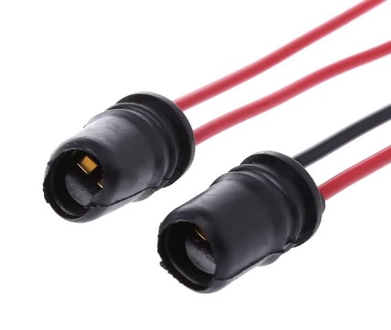 2 x T10 Socket with Cable - Pre-Wired Socket for T10 W5W 147 - 12V DC - Rubber Lamp Holder for Car & Motorcycle - Plug & Play Installation - Hole Size 10 mm - 14 cm Cable Lamp Holder