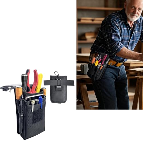 2-Piece Tool Organizer Set,Belt Clip Tool Pouchs, Small Tool Bag with Belt Clip, Multi-Pocket Holser Organizer