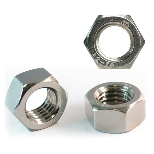 1-1/4"-7 Hex Nuts (6pcs), 304 Stainless Steel (18-8), Hardware, UNC, Coarse Thread, SAE, ASME B18.2.2 1-1/4"-7