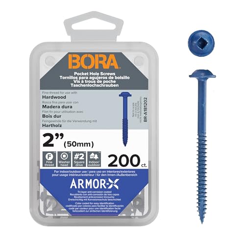 Bora Pocket Hole Screws - 2 Inch (200 Piece) - Fine Thread 2 inch (200 Piece)