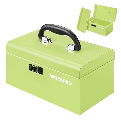 WORKPRO 10.8" Mini Metal Tool Box with Removable Tray Macaron Green