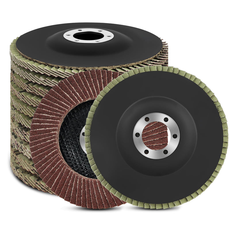 Flintronic Flap Discs, Diameter 115 mm x 22 mm, Grain 40/60/80/120 Mixing Set, Flap Discs, Flap Discs for Metal, Wood, Angle Grinder, Polishing Machine, Red, Pack of 10 #A8 115 mm 10 pieces grain 40/60/80/120