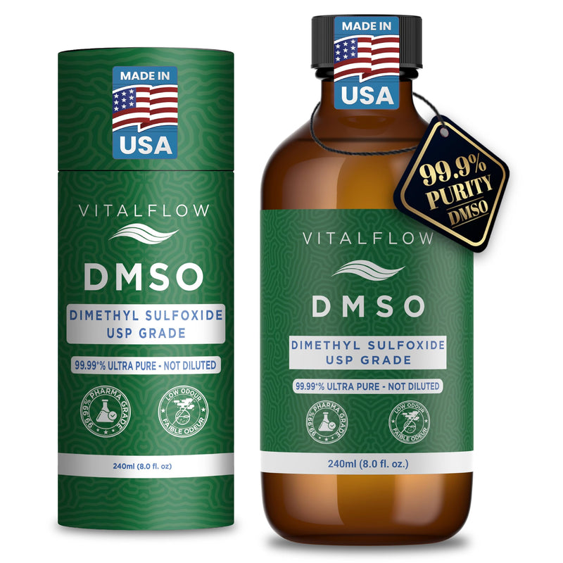 DMSO Liquid 99.99+% Purity Pharmaceutical Grade (USP) - Amber Glass Bottle with Dropper (8 Fl Oz (240 ml)) 8 Fl Oz (240 ml)