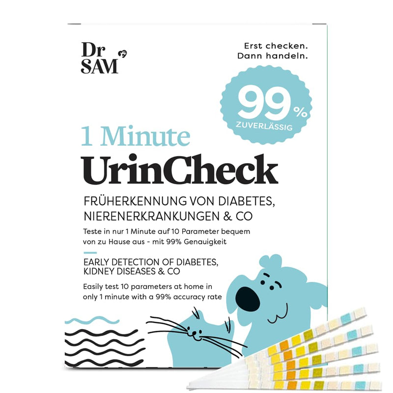 Dr. SAM UrinCheck Quick Test for Dogs & Cats, Set of 5 - Early Detection of Diabetes, Kidney & Urinary Tract Diseases, 99% Accuracy, Easy to Use at Home and Quick Diagnostics