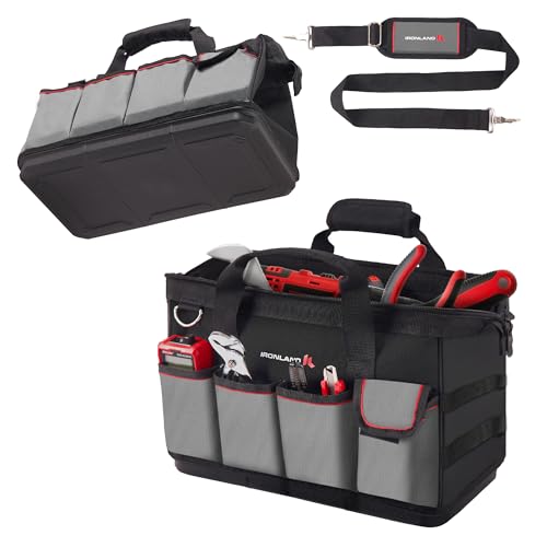 IRONLAND 16.5 Inch Hard & Sturdy Bottom Tool Bag Organizer for Men Black