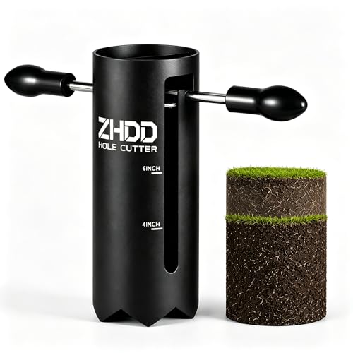 Portable Golf Hole Cutter with Detachable Handle - USGA Standard 4" & 6" Golf Cup Digger Kit with Detachable Handle for Backyard Putting Green, Lawn & Garden Practice