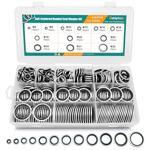 450PCS Bonded Sealing Washers Automotive Metric Self-Centred Crush Washers 450pcs Sealing Washers