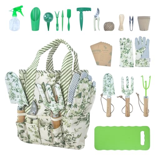 Gardenwind 32pcs Gardening Tools for Women Heavy Duty Gardening Tools Set with Fashion and Function, Water Proof Garden Tool Set, Gardening Gifts for Women