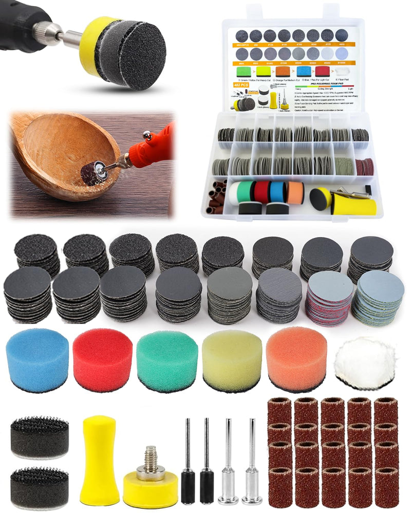Pack of 482 Sanding Discs 25 mm Wet Sandpaper, Sanding Sleeves Set with Grit 60-10000 for Dremel Sanding Attachments, Polishing Attachments, Cordless Screwdriver for Dremel Accessories Attachments, Wood, Resin 25 mm, 482 pieces