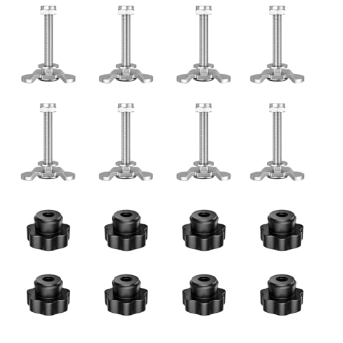 8Pcs M8 x 60mm Stainless Steel L-Track Double Lug Threaded Stud Fittings with Thumb Nut, Heavy-Duty with 4,500 lbs Breaking Load for Truck Bed, Trailer, Motorcycle & Cargo Control Rails M8*60mm