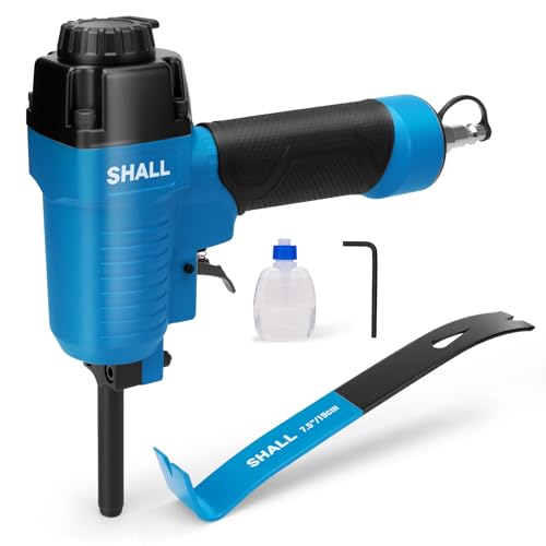SHALL Pneumatic Nail Remover & 7.5’’ Flat Pry Bar Set, Heavy-Duty Air Punch Nailer Removes 9-16 Gauge Nails, 60-100 PSI Air Nail Puller/Denailer for Wood Pallets, Reclaimed Wood, 1/4’’ NPT Air Inlet