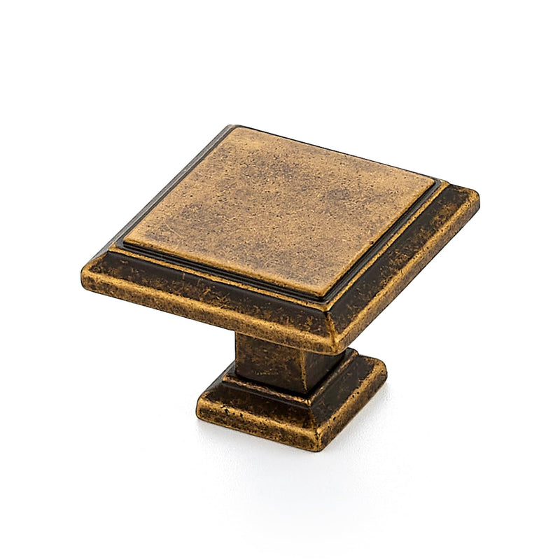 Ravinte 15 Pack 1-3/16 Inch Antique Brass Kitchen Square Cabinet Knobs Solid Drawer Pulls Single Hole Kitchen Cabinet Hardware Knobs for Cabinets and Drawers