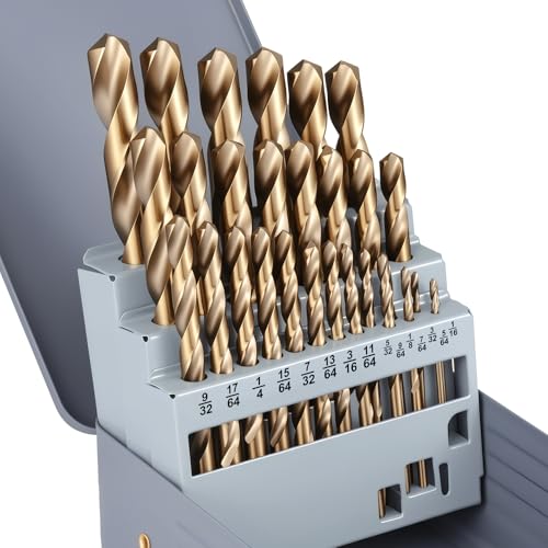 29pcs Cobalt Drill Bit Set (1/16"-1/2") M35 HSS Jobber Length Cobalt Drill-29pcs