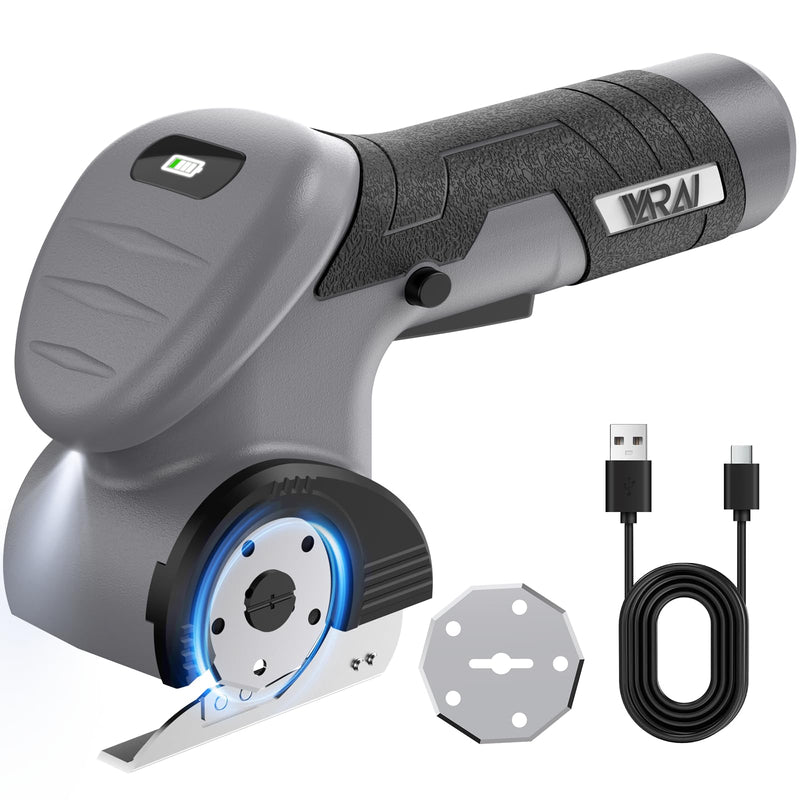 2026 Cordless Electric Scissors, Fast Charging Rechargeable Cardboard Cutter with Replaceable Blades and Long-Lasting Battery, Effortless Cutting for Cloth, Fabric, Plastic & Leather Gray-black