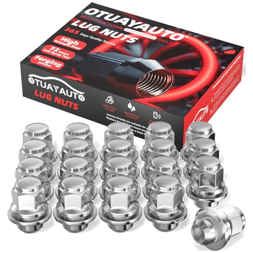 OTUAYAUTO M12x1.25 OEM Lug Nuts - Replacement for 2002-2025 Nissan Altima, 2008-2025 Rogue, 2012-2025 Pathfinder, 2006-2025 Sentra, 2020-2025 Kicks, 2010-2025 Leaf, 20PCS Chrome Factory Style Lug Nuts M12x1.25-for Nissan Wheel Silver