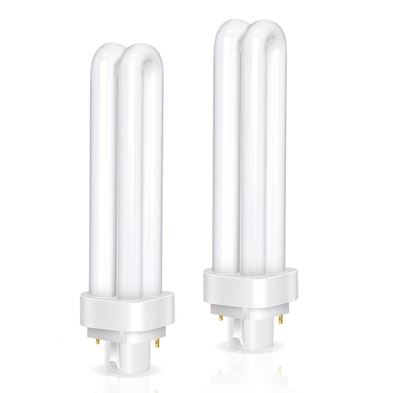 Pack of 2 G24d-3 2-Pin PLC Tube Lamps 26 W, Warm White Light 2700 K, 1600 LM, 2U Double Tube, Highly Efficient Fluorescent Lamp with Low Consumption, Suitable for Kitchen, Dining Room, Office