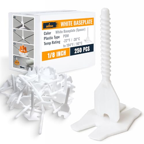ALBO Tile Leveling System Base Plates 1/8" - 250 PCS - Professional Floor & Wall Spacers, Anti-Lippage Installation Clips for All Tile Formats, Self-Leveling Spacer System nova Spacer 1/8" 250 PCS