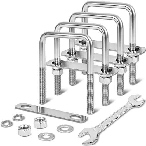 4 Sets M12 Square U Bolts 3 Inch Wide, 1/2" x 3-1/16" W x 4-1/2"L M12 x 3-1/16"W x 4-1/2"L