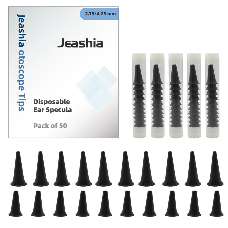 Disposable Otoscope Covers, 50-Pack Universal Ear Specula Tips with 2.75mm & 4.25mm Sizes (25 Each) for Adults & Children, Fit All Major Otoscope Brands