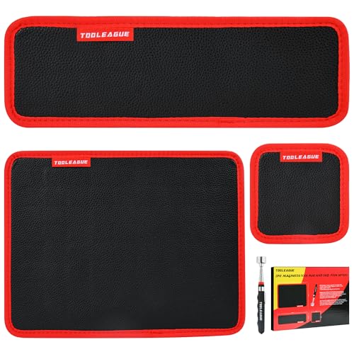 TOOLEAGUE 3Pcs Magnetic Tool Mat with 25Lb Telescoping Magnetic Pickup Pen 3Pcs Magnetic Mats with Pickup Tool