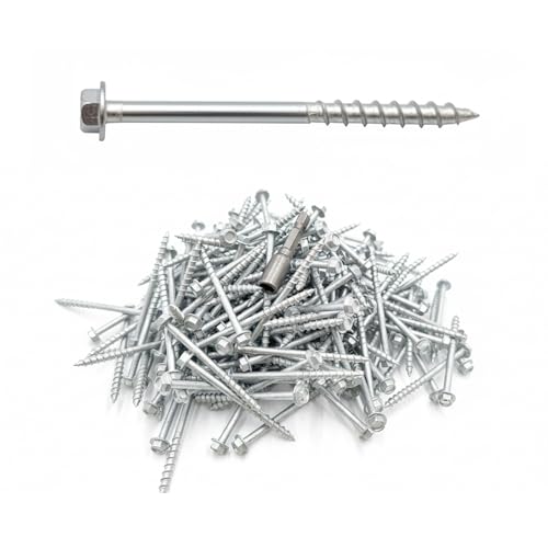 VCTGAM® SD Connector Screws SD9212R200 – 9 x 2-1/2", 1/4" Hex Head, Structural Framing Joist Hanger Screws, Prem-Galvanized High-Strength Corrosion & Deformation Resistant Wood Screws, (200-Qty) 200