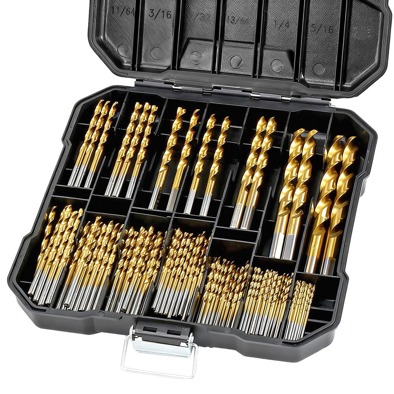 COMOWARE M35 Cobalt Drill Bit Set for Hardened Metal and Stainless Steel, 99Pcs Tri-Flat Shanks High Speed Steel Twist Jobber Metal Drill Bits 1/16"-3/8", with Plastic Index Storage Case