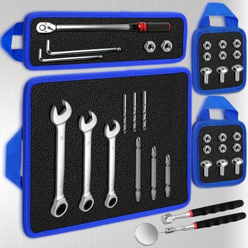 Magnetic Tool Mat Set with handles, 12.8" x9.5" Magnetic Tool Organizer Blue with handles