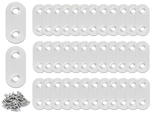 100PACK 1.4INCH X 0.6INCH Stainless Steel Straight Flat Bracket Repair Plate Brace,Mending Joining Plates for Wood, Board, Bed Frame, Furniture & Shelves,with Screws 100PACK 1.4INCH X 0.6INCH