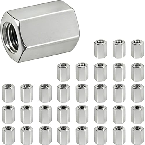 304 Stainless Steel Metric hex Coupling Nuts M8 x 1.25-Pitch 24mm 32 Pcs M8x1.25x24MM