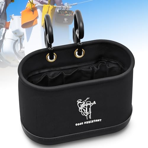 Vesici 1 Pcs Black Lineman Oval Bucket Tool Bag Organizer with Hooks