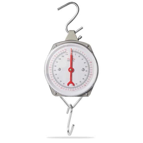Mechanical Spring Scale 110lb/50kg, Large Display with 2 S-Hooks