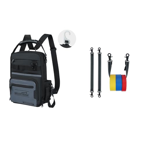MELOTOUGH Small Tool Backpack for Men 30 Multi-Storage Pockets Heavy Duty Tool Bag Backpack, Electrical Tape Holder Tape Thong with Trigger Snap Hook Electrical Tape Strap