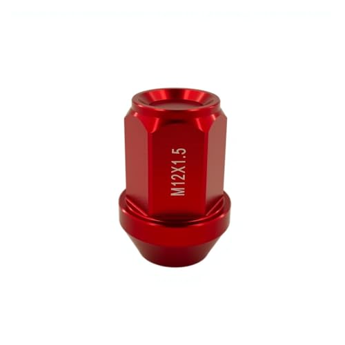 M12x1.5 Wheel Lug Nuts, 20-Pcs Lightweight Aluminum Alloy Set, Extensive Compatibility for Toyota, Honda, Buick, Ford, Chevrolet, Hyundai, Kia, Mazda, Mitsubishi, Chery (Racing Red) Racing Red