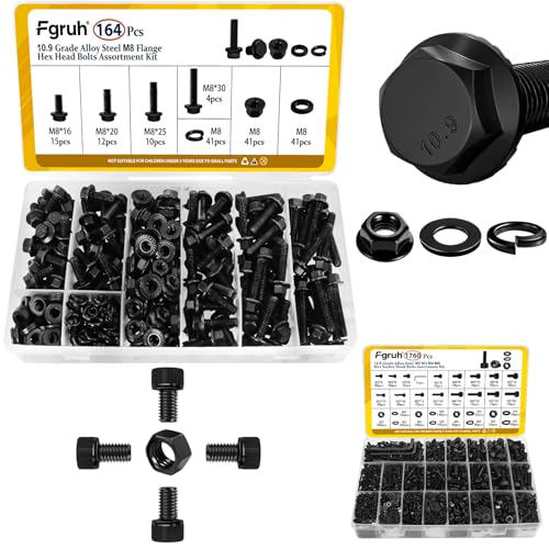 164PCS M8 Flange Head Bolts Assortment Kit & 1760PCS Metric M2 M3 M4 M5 Hex Socket Head Cap Bolts Assortment Kit with Nuts, Washers
