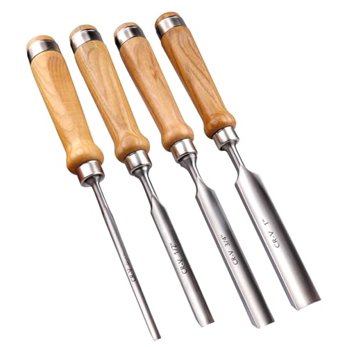 4-Piece Wood Chisel Set, 8mm 12mm 18mm 25mm Outside Edge Set