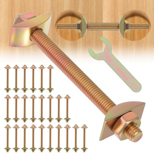 24 Pcs Countertop Connector Bolts, M8x100mm Joint Fasteners, Furniture Fastening Kit, Drawbolt/Bed/Butcher Block Miter Draw Bolt Flip Connector