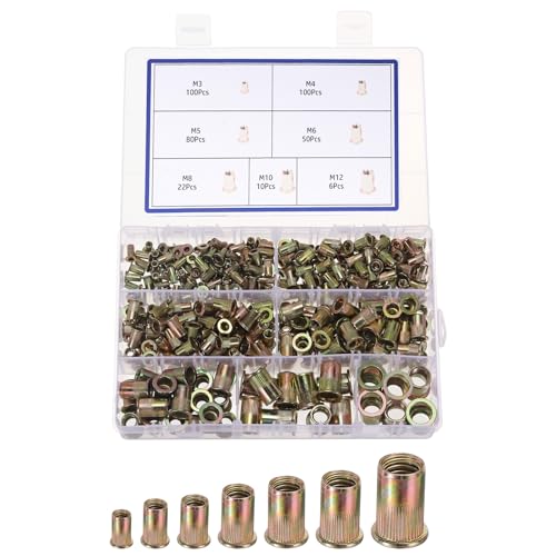 uxcell 368 Pcs Rivet Nut, Carbon Steel SAE Thread Rivet Nuts Kit