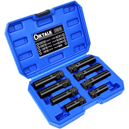 8PCS Spline Lug Nut Socket Set, CR-MO Universal Wheel Lock Removal Tool & Master Key Kit for Automotive Locking Lug Nuts, 5/6/7/12 Spline 8PCS Spline Lug Nut Socket Set