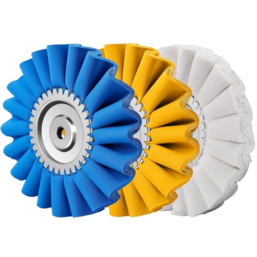 3 PCS 10" S-Shape Airway Buffing Wheel Kit, Flange-Free Solid Hub