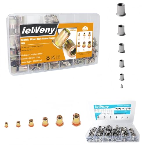 Metric Stainlesss Steel & Carbon Steel Rivet Nuts Assortment Kit, 6 Sizes and 504Pcs Rivnut Sets for Automotive and Sheet Metal